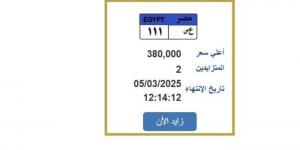 سعرها وصل 380 ألف جنيه.. «المرور» تطرح التزايد على لوحة سيارة مميزة - شبكة أطلس سبورت