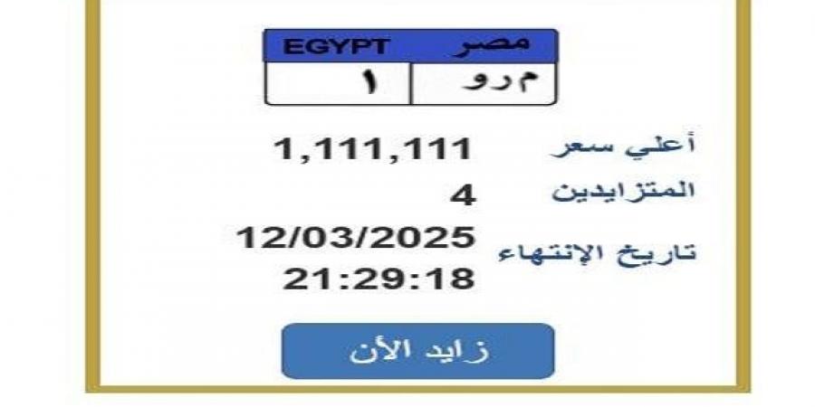 سعرها تخطى المليون جنيه.. التزايد يشتعل على لوحة سيارة مميزة «اعرف الخطوات» - شبكة أطلس سبورت